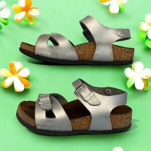 Little Kids Silver Rio‎ Birkenstock Strap On Sandals-Size 27 (US 9-9.5)